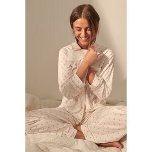 Eberjay Matching White & Pink Hearts Long Sleeve Pajama Set